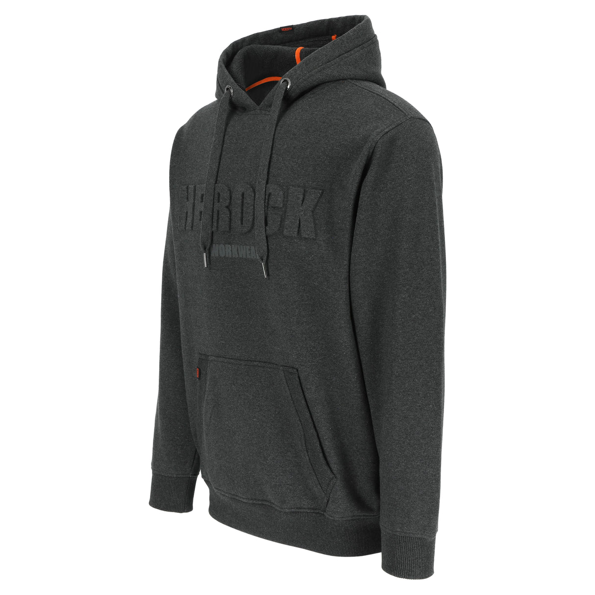 HEROCK Hali zware hoodie met reliëflogo – schuin achteraanzicht