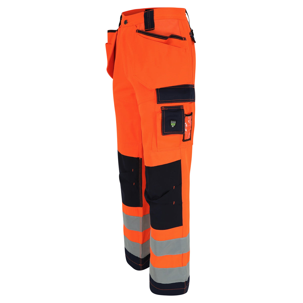 HEROCK Styx high-vis werkbroek met Cordura® kniezakken – schuin achteraanzicht