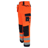 HEROCK Styx high-vis werkbroek met Cordura® kniezakken – schuin achteraanzicht