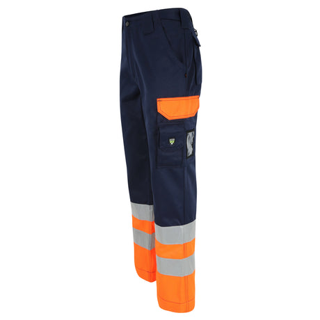 HEROCK Olympus high-vis werkbroek EN ISO 20471 – schuin achteraanzicht